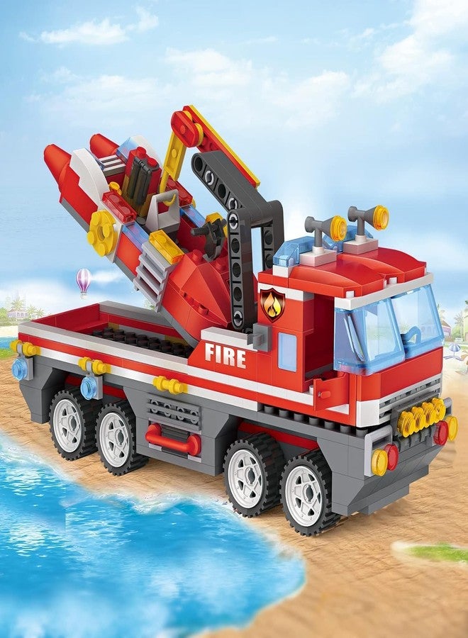 Brighterbee City Fire Engine Construction Toy with Fire Rescue Boat, Fire Brigade Toy with 3 Firefighters, Educational Toy, Creative Gift for Boys and Girls from 6 Years, 354 Pieces - Image 2